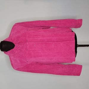 A.M.I. Pink Suede Leather Jacket, Size L